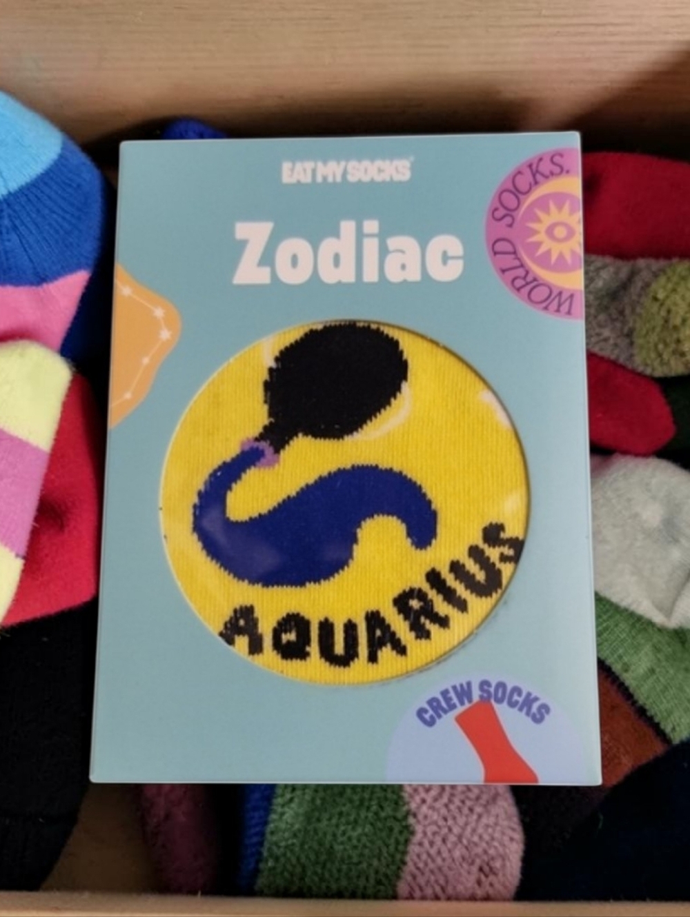 Eat My Socks Zodiac Aquarius Crew Socks